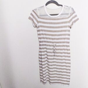 Calvin Klein Striped Brown and White Casual Midi Dress Size Small